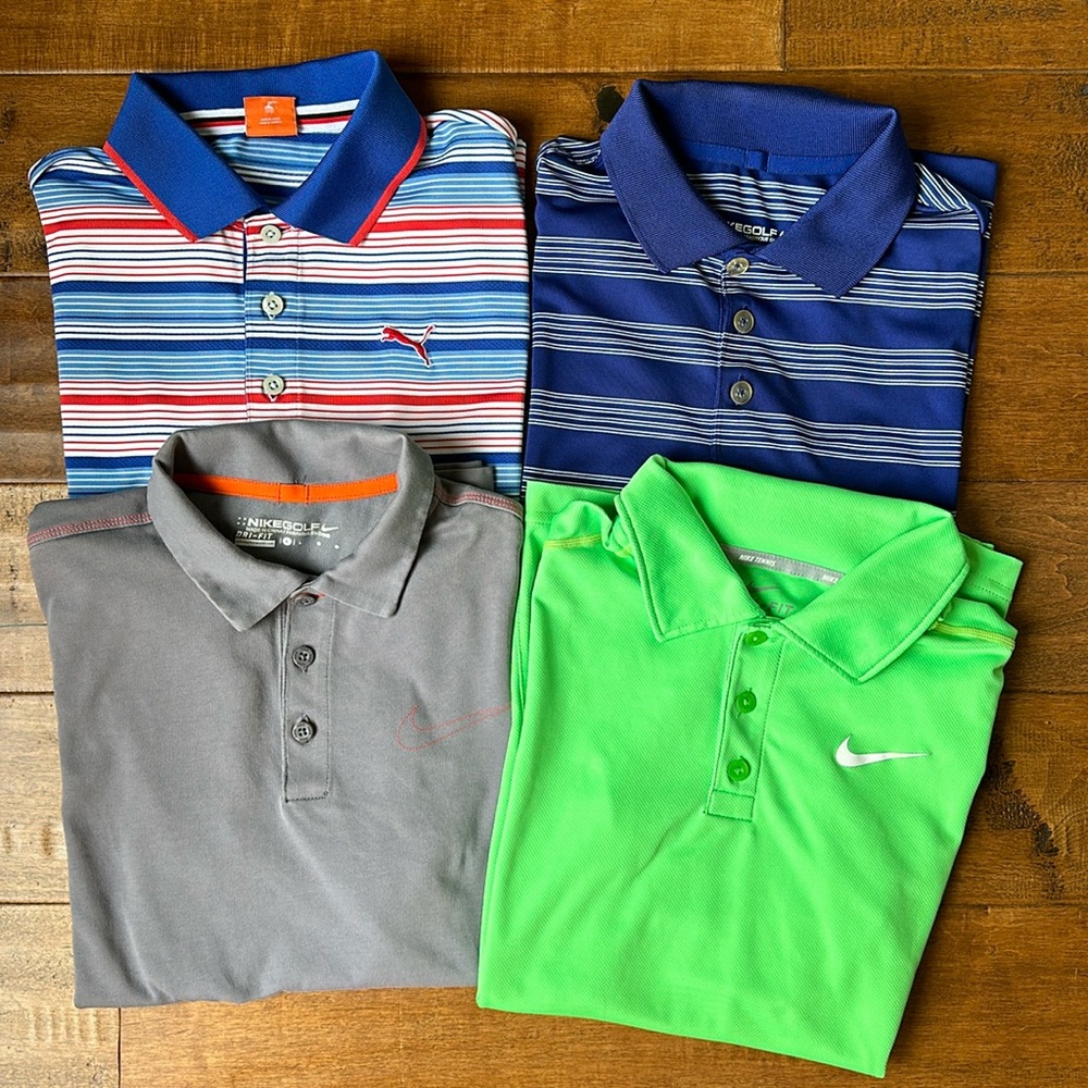 Boys golf shirt Bundle - (3) Nike, (1) Puma - size L